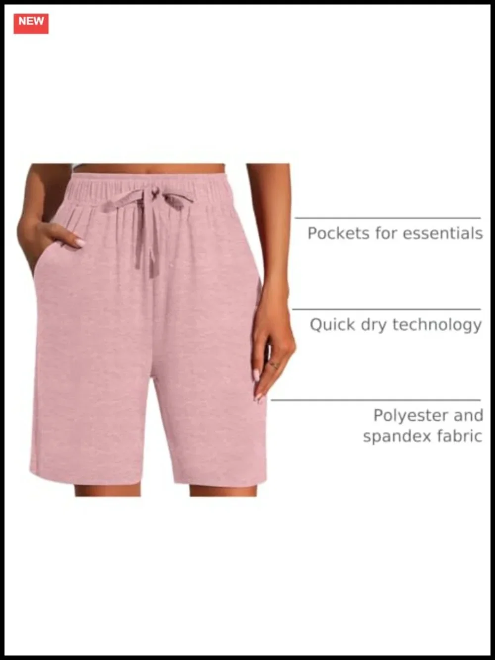 Women's Quick Dry Bermuda Shorts with Pockets High Waisted Athletic Running